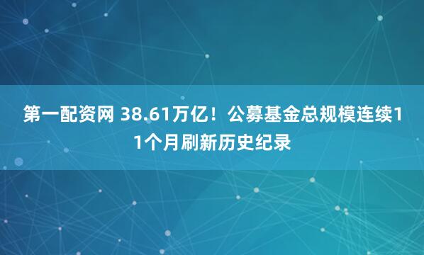 第一配资网 38.61万亿！公募基金总规模连续11个月刷新历史纪录