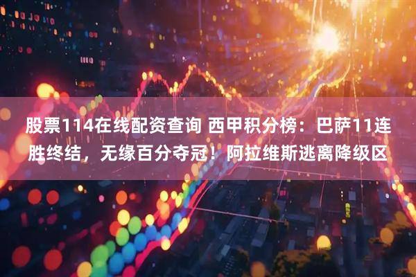 股票114在线配资查询 西甲积分榜：巴萨11连胜终结，无缘百分夺冠！阿拉维斯逃离降级区